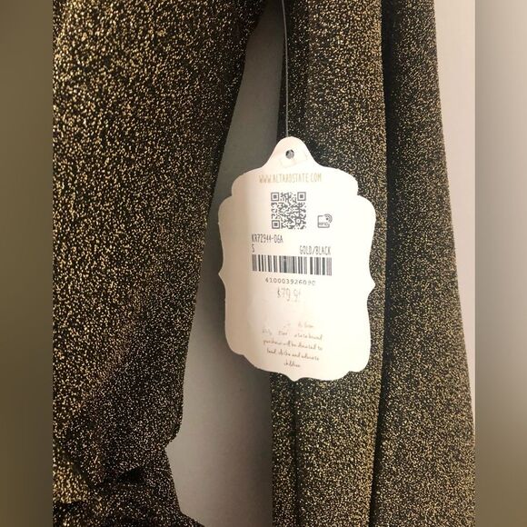 NWT Altar'd State Flare Sleeve Romper in Gold Shimmer - Size S - Picture 7 of 9